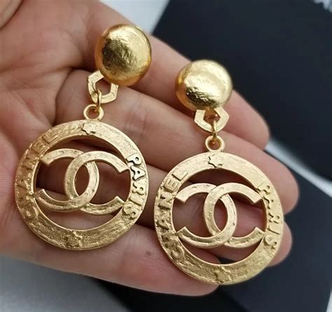 chanel hoop earrings vintage|vintage chanel earrings clip on.